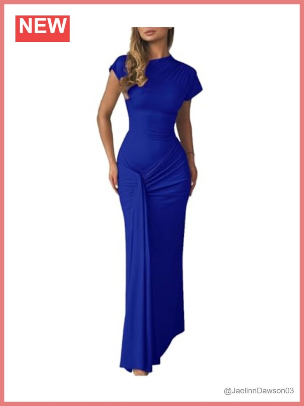 Bodycon Maxi Dress Mock Neck Lace Up Bandage Ruched Short Sleeve Cocktail Formal